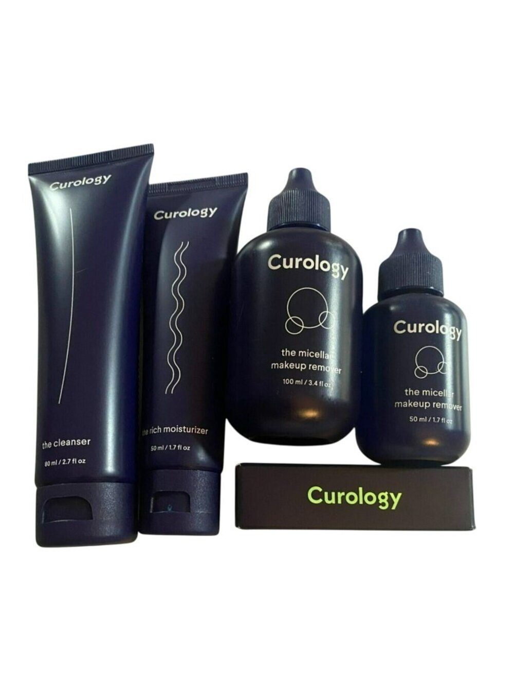 Curology Skincare Set Cleanser, Moisturizer, Micellar Makeup Remover, Lip Balm,